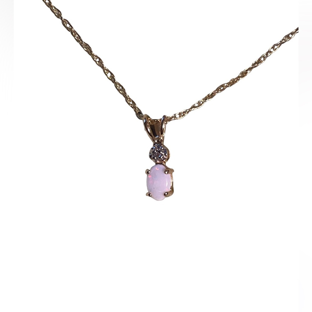 Opal Necklace Gold Tone Sterling